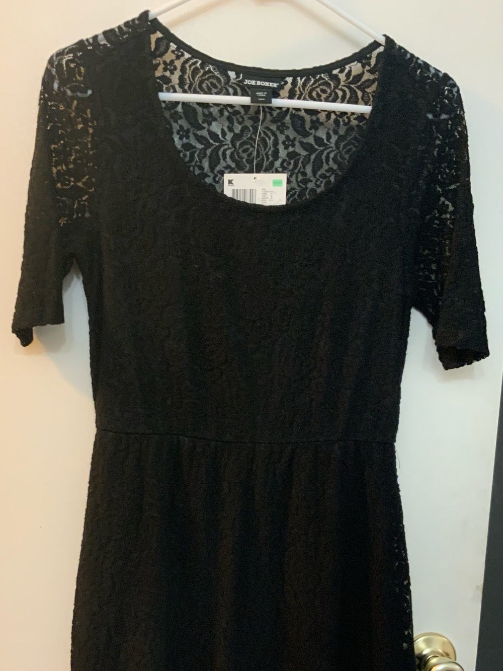 Vintage Joe Boxer Black Lace Short-Sleeve Women's Dress